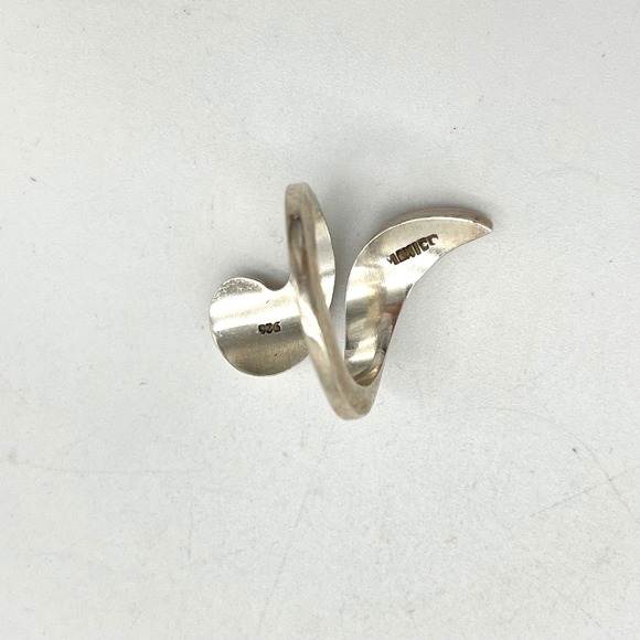 Sterling Silver Swirl Ring Mexico Modernist Abstract Statement Band - Picture 7 of 12